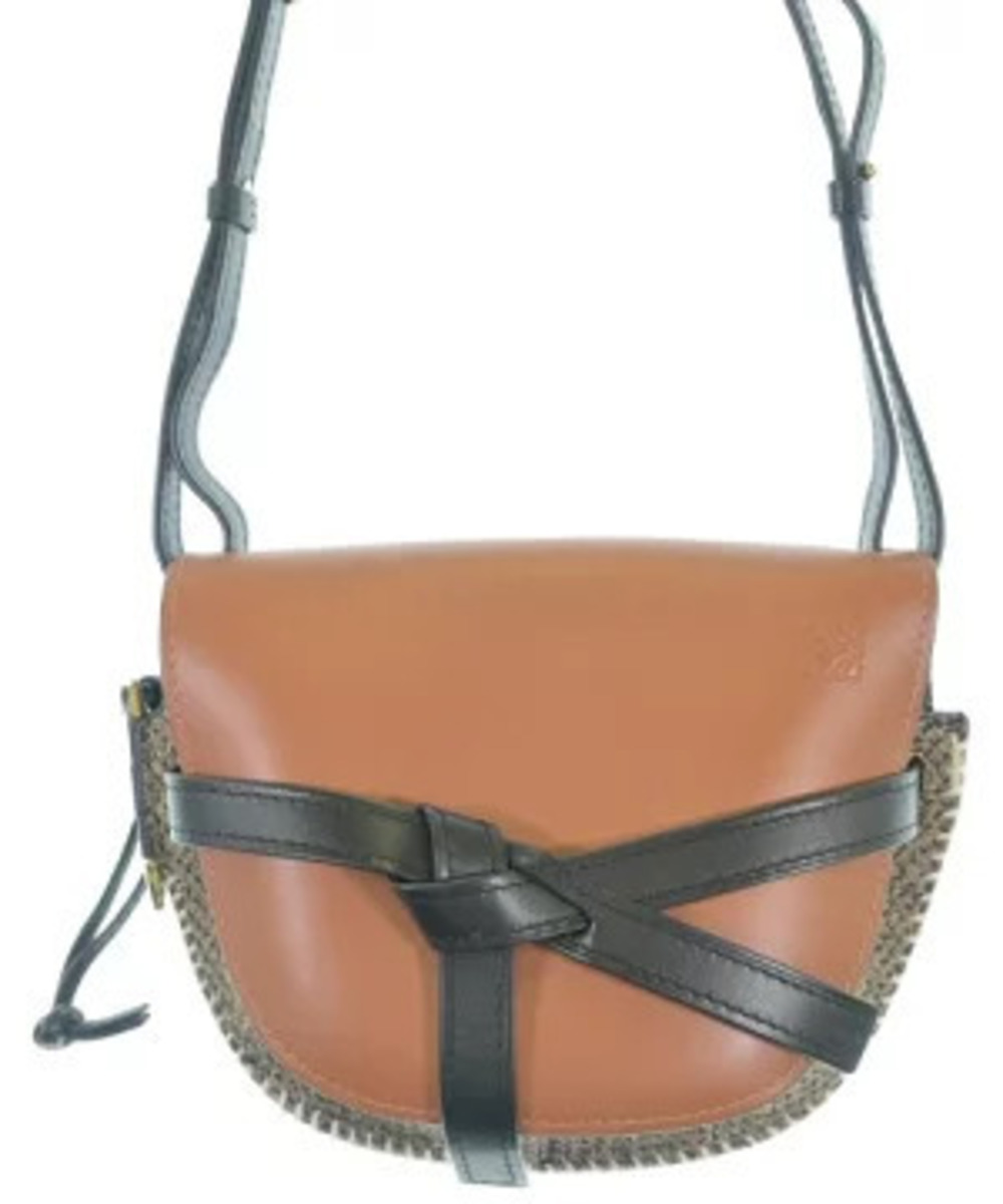 Loewe Gate Bag tan leather textured tweed knotted leather Brown